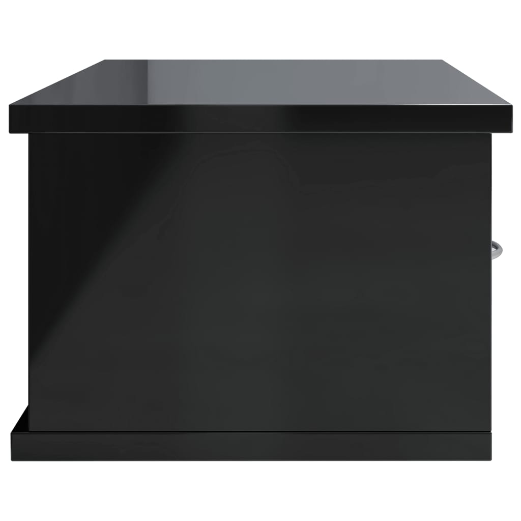 Seinälaatikkohylly korkeakiilto musta 60x26x18,5 cm - Sisustajankoti.fi