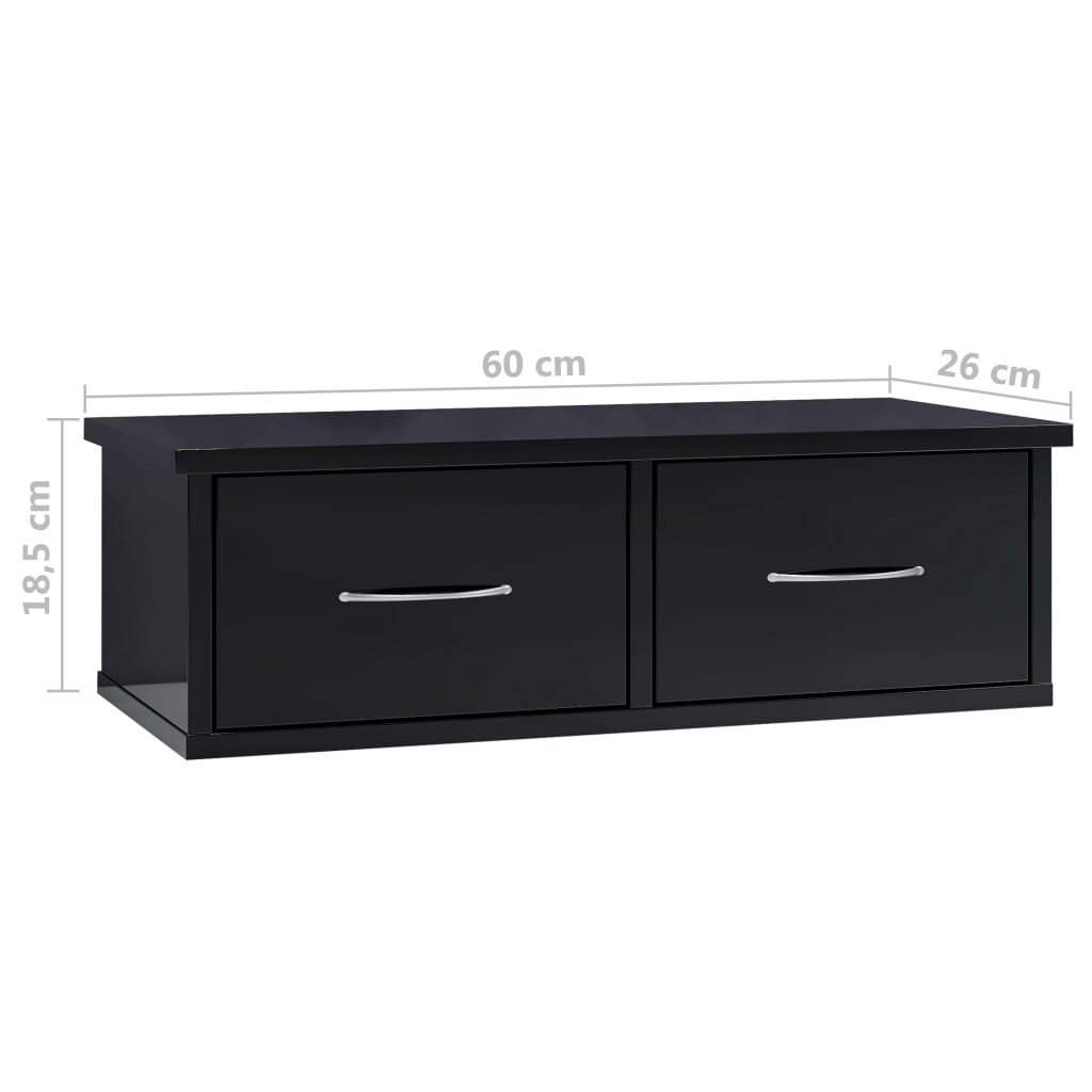 Seinälaatikkohylly korkeakiilto musta 60x26x18,5 cm - Sisustajankoti.fi