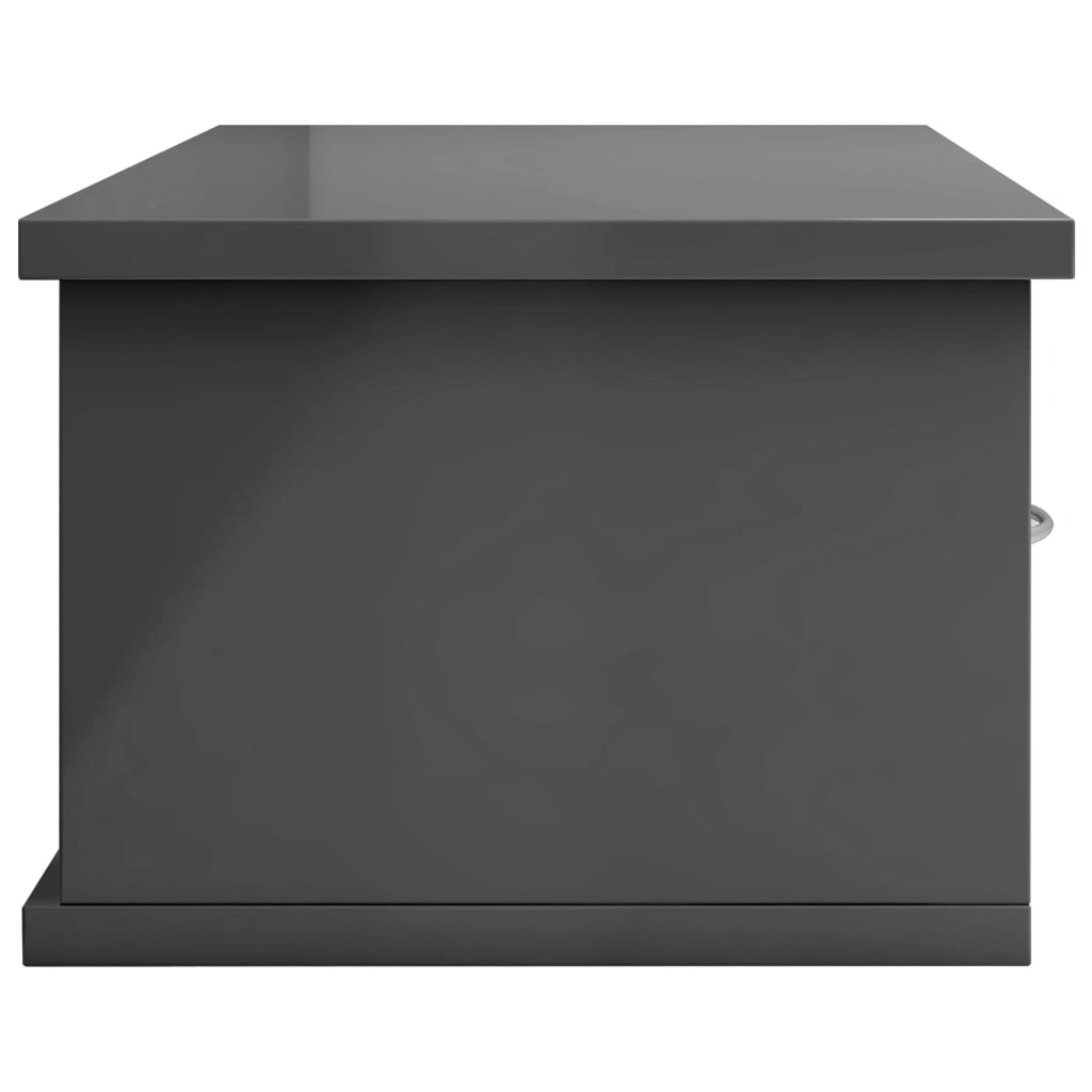 Seinälaatikkohylly korkeakiilto harmaa 60x26x18,5 cm - Sisustajankoti.fi