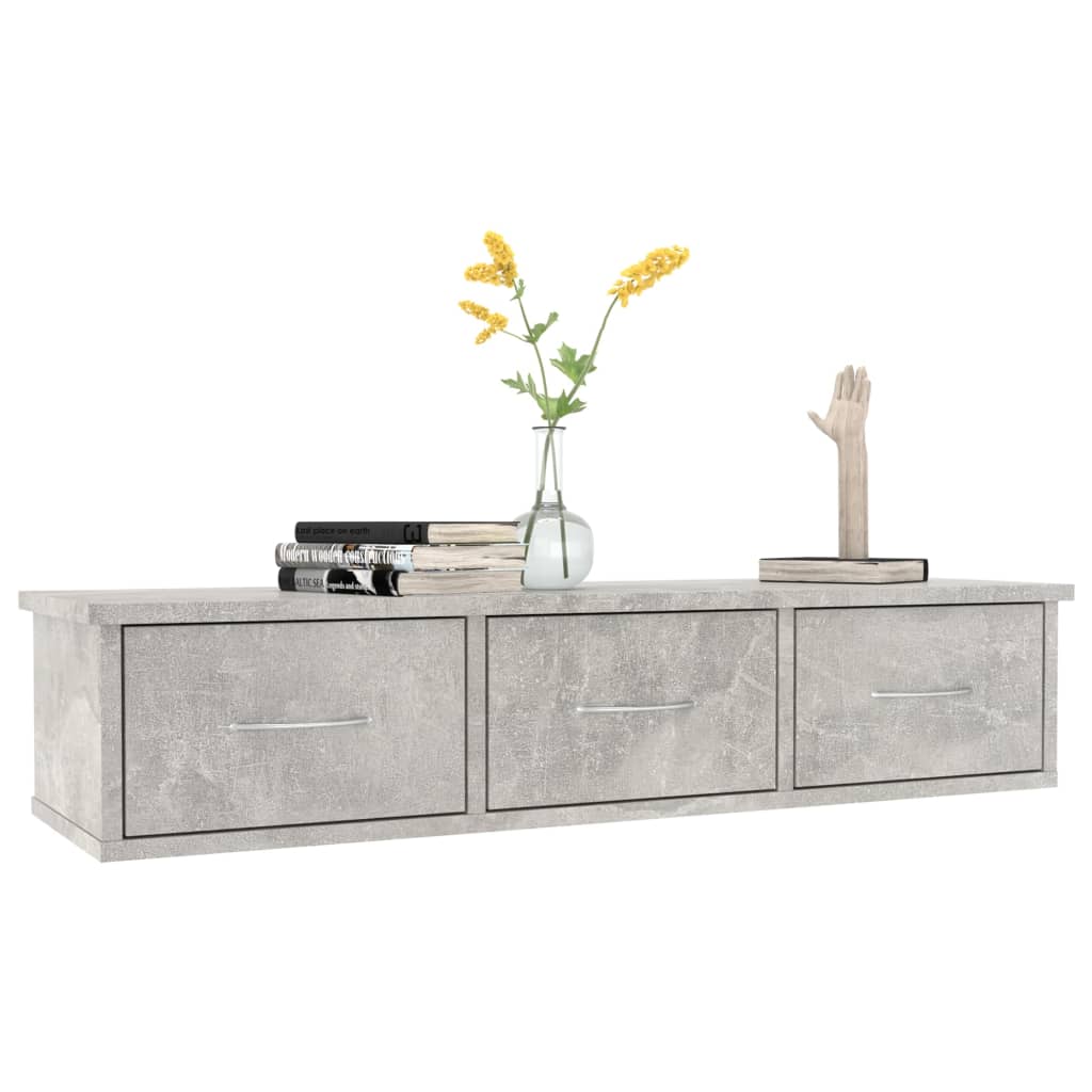 Seinälaatikkohylly betoninharmaa 88x26x18,5 cm - Sisustajankoti.fi