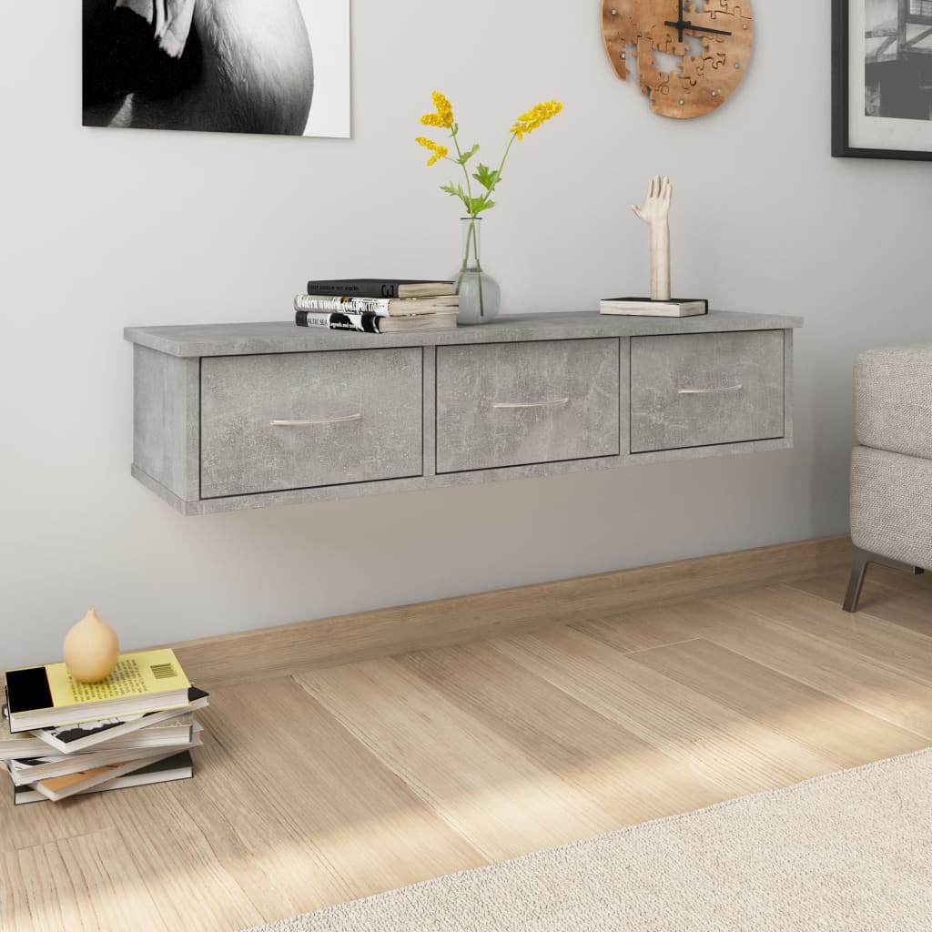 Seinälaatikkohylly betoninharmaa 88x26x18,5 cm - Sisustajankoti.fi