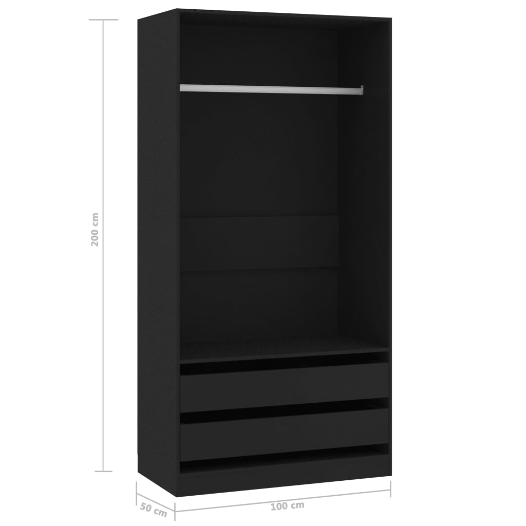 Vaatekaappi musta 100x50x200 cm - Sisustajankoti.fi