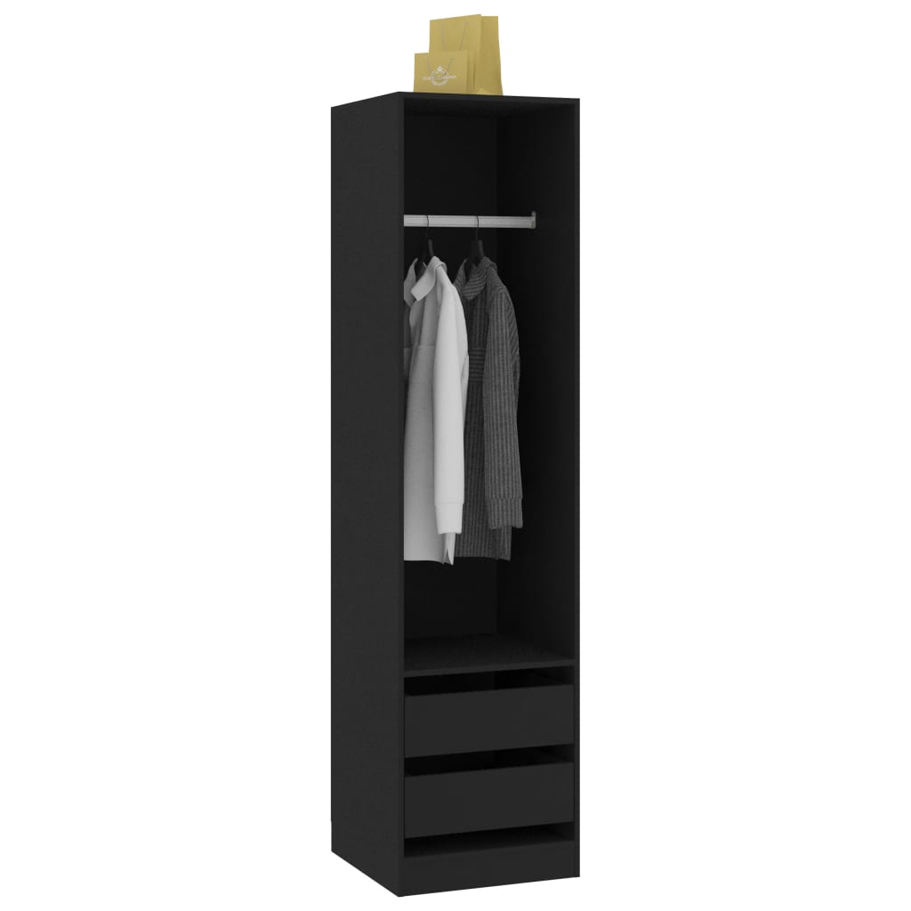 Vaatekaappi vetolaatikoilla musta 50x50x200 cm - Sisustajankoti.fi