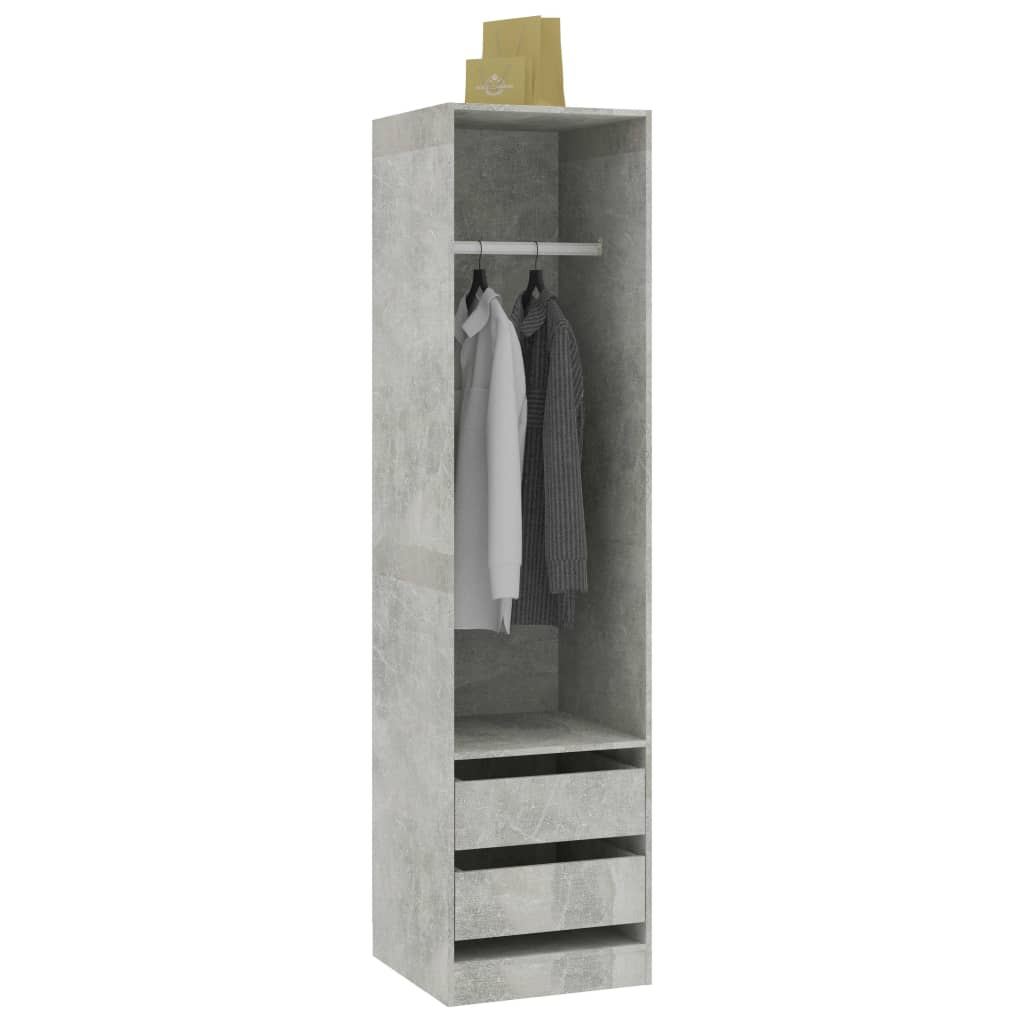 Vaatekaappi vetolaatikoilla betoninharmaa 50x50x200cm - Sisustajankoti.fi