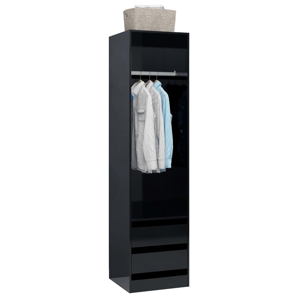 Vaatekaappi vetolaatikoilla musta 50x50x200 cm - Sisustajankoti.fi