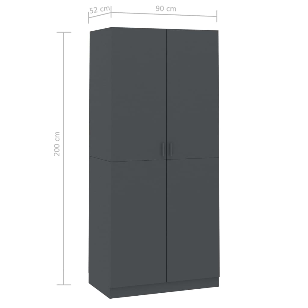 Vaatekaappi harmaa 90x52x200 cm - Sisustajankoti.fi