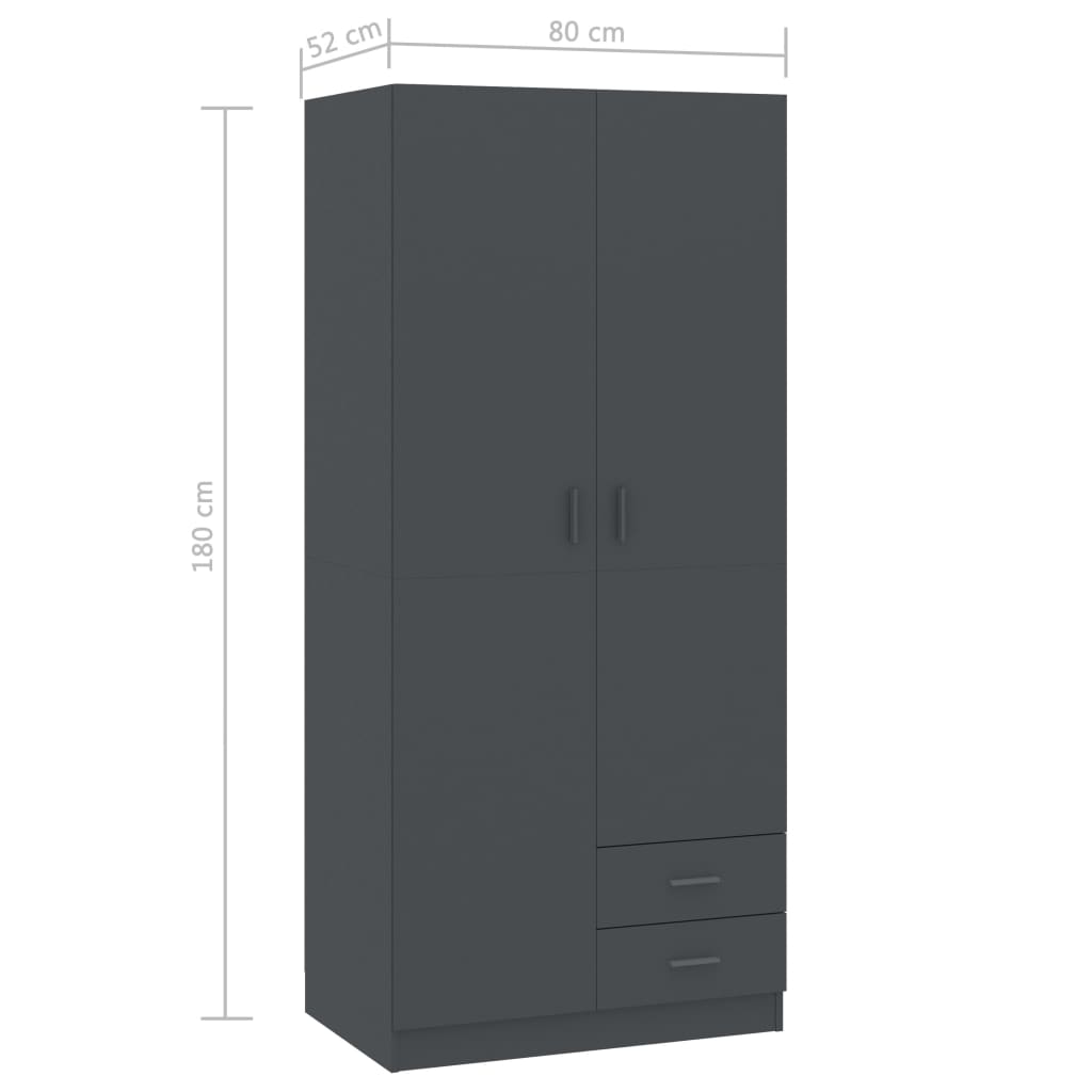 Vaatekaappi harmaa 80x52x180 cm - Sisustajankoti.fi