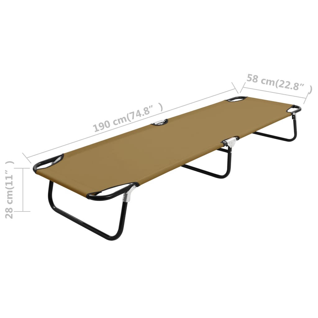 Kokoontaitettava aurinkotuoli ruskeanharmaa teräs - Sisustajankoti.fi