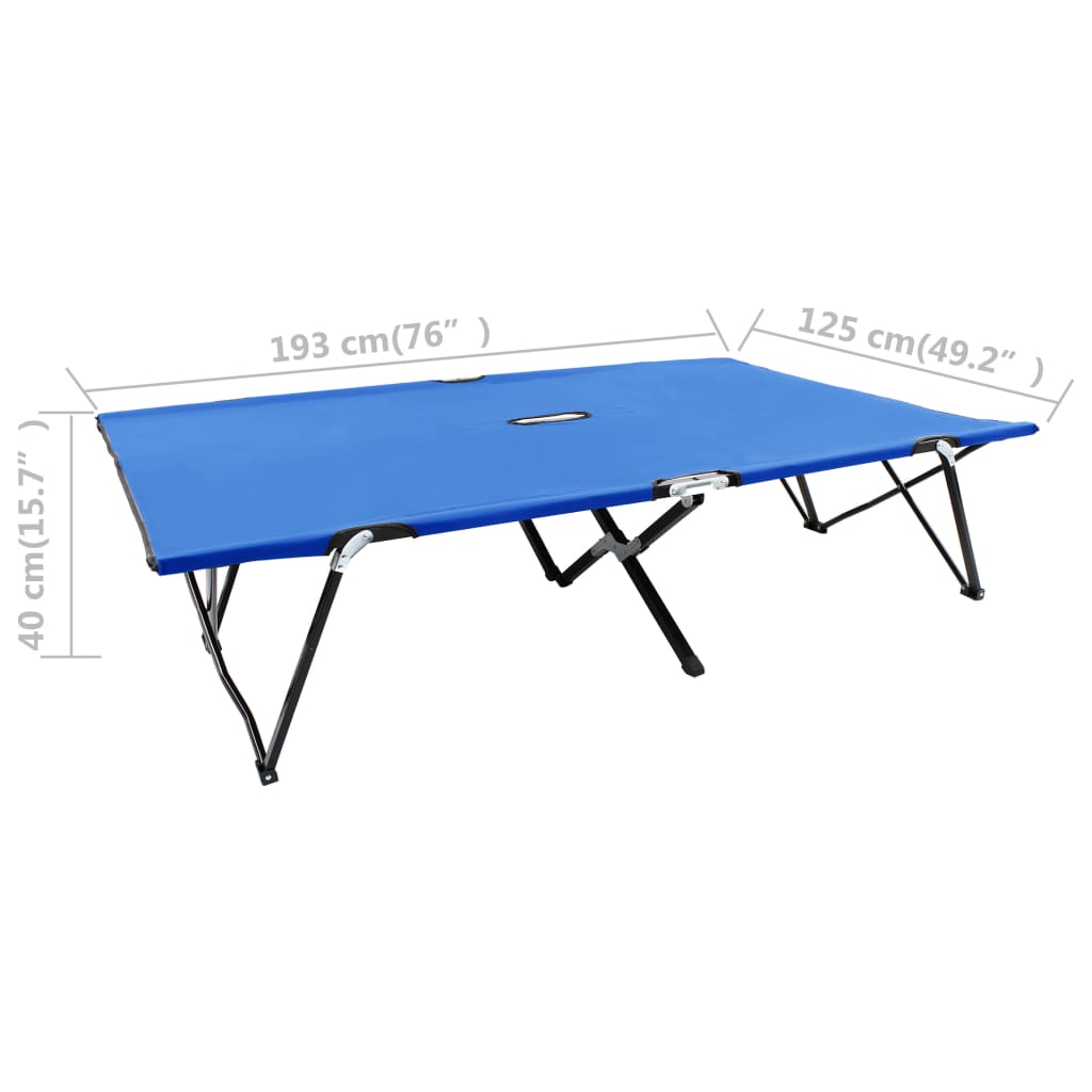 Kahden hengen kokoontaitettava aurinkotuoli sininen teräs - Sisustajankoti.fi