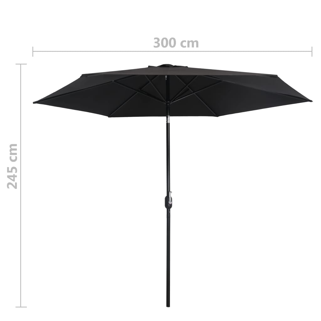 Aurinkovarjo metallirunko 300 cm musta - Sisustajankoti.fi