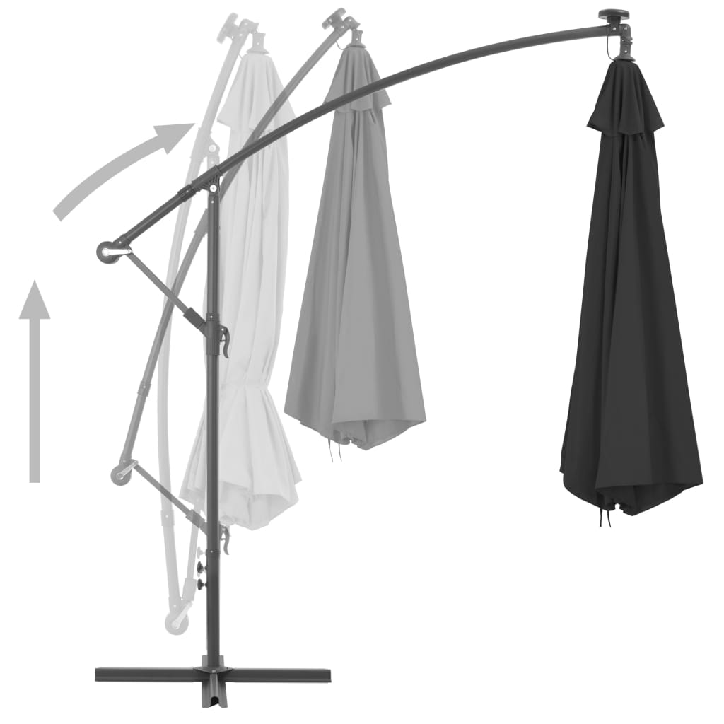 Riippuva aurinkovarjo alumiinipylväällä 350 cm musta - Sisustajankoti.fi