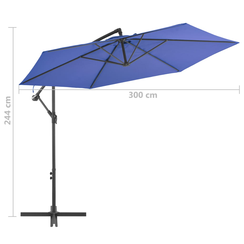 Riippuva aurinkovarjo alumiinipylväällä 300 cm sininen - Sisustajankoti.fi