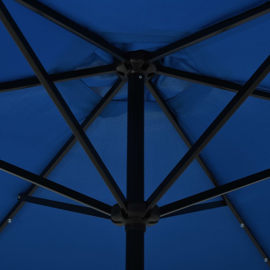 Aurinkovarjo LED-valot terästanko 300 cm taivaansininen - Sisustajankoti.fi