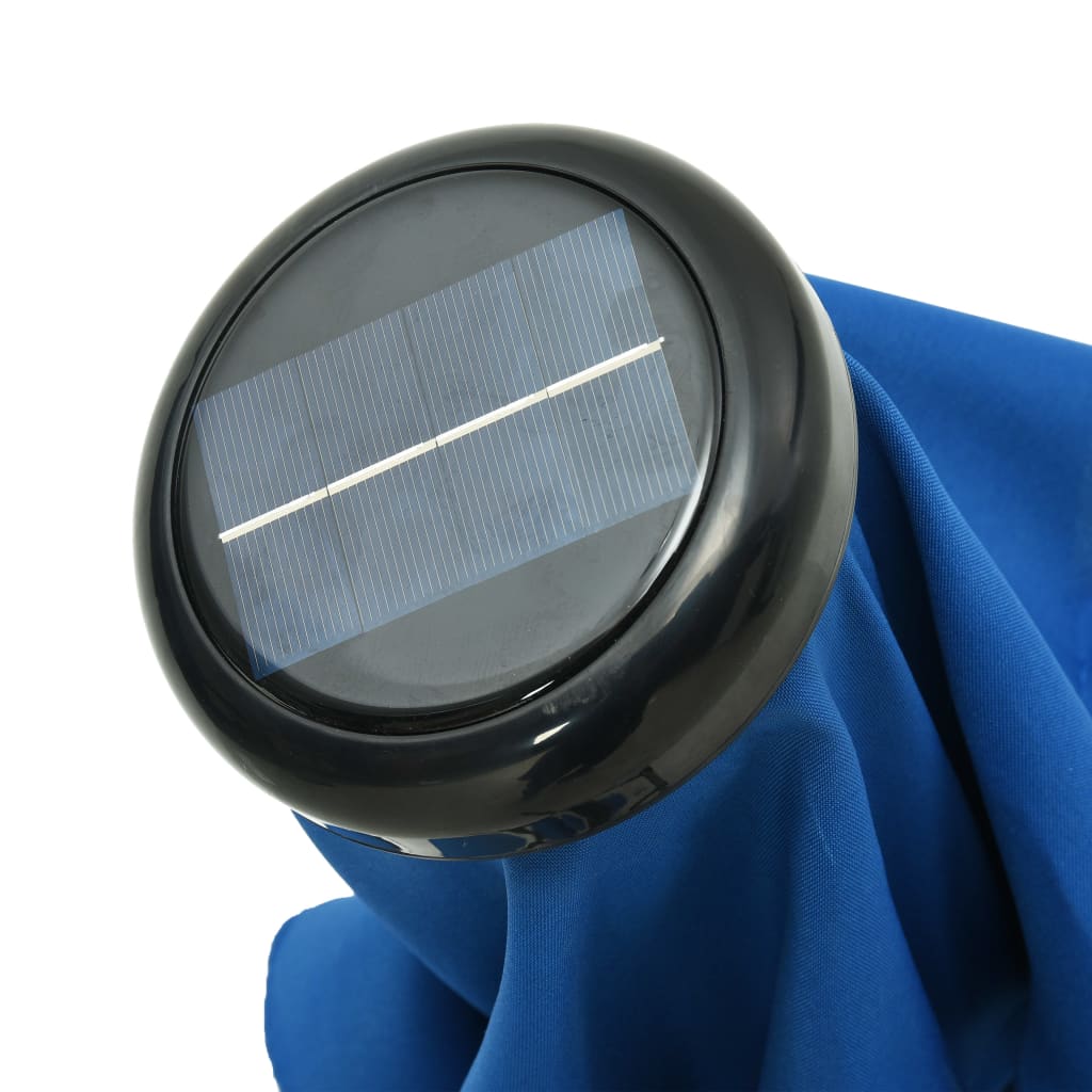 Aurinkovarjo LED-valot terästanko 300 cm taivaansininen - Sisustajankoti.fi