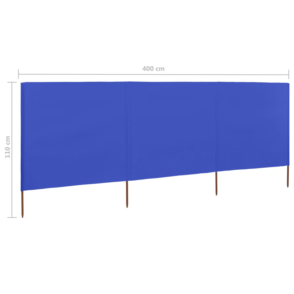 Tuulensuojakangas 3 paneelilla 400x80 cm taivaansininen - Sisustajankoti.fi