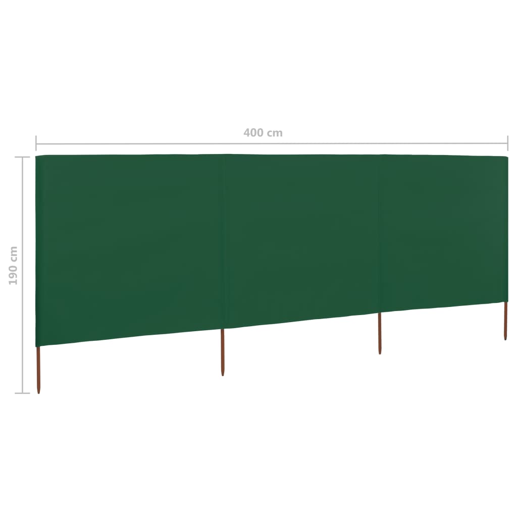 Tuulensuojakangas 3 paneelilla 400x160 cm vihreä - Sisustajankoti.fi