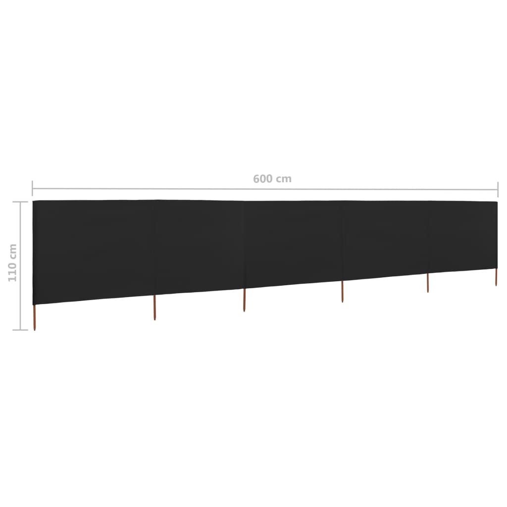 Tuulensuojakangas 5 paneelilla 600x80 cm musta - Sisustajankoti.fi