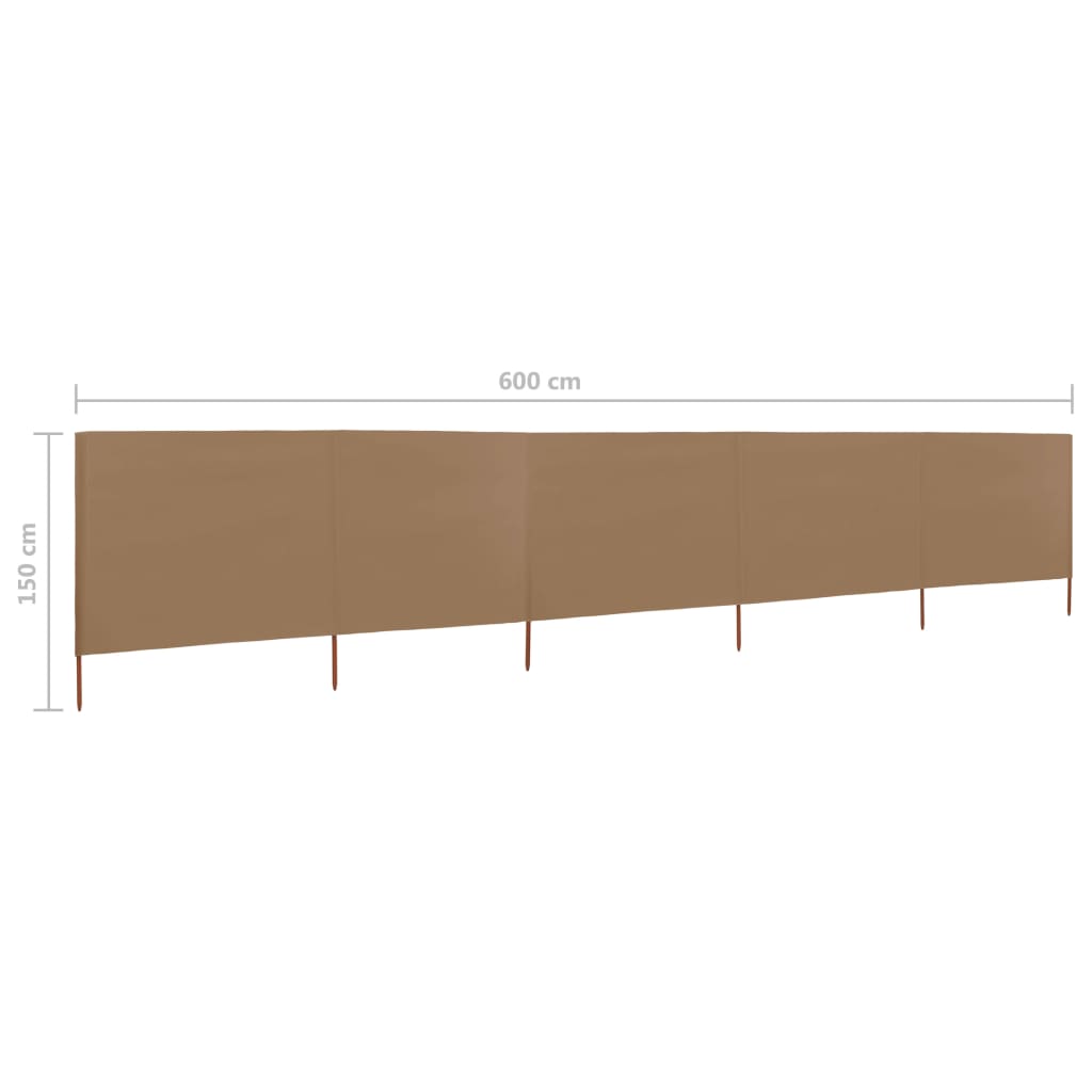 Tuulensuojakangas 5 paneelilla 600x120 cm ruskeanharmaa - Sisustajankoti.fi