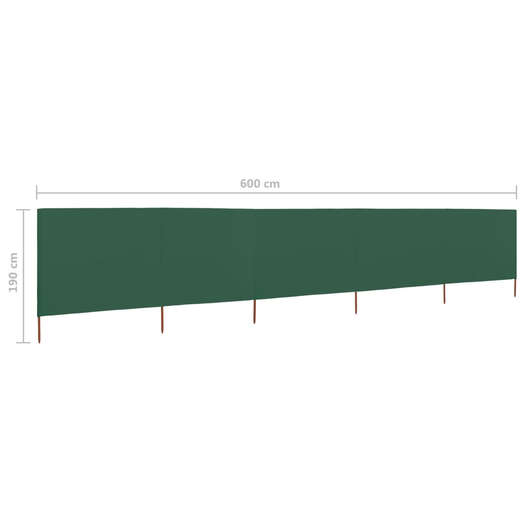Tuulensuojakangas 5 paneelilla 600x160 cm vihreä - Sisustajankoti.fi