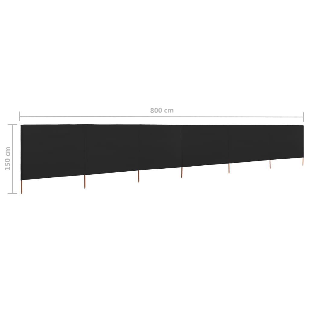 Tuulensuojakangas 6 paneelilla 800x120 cm musta - Sisustajankoti.fi