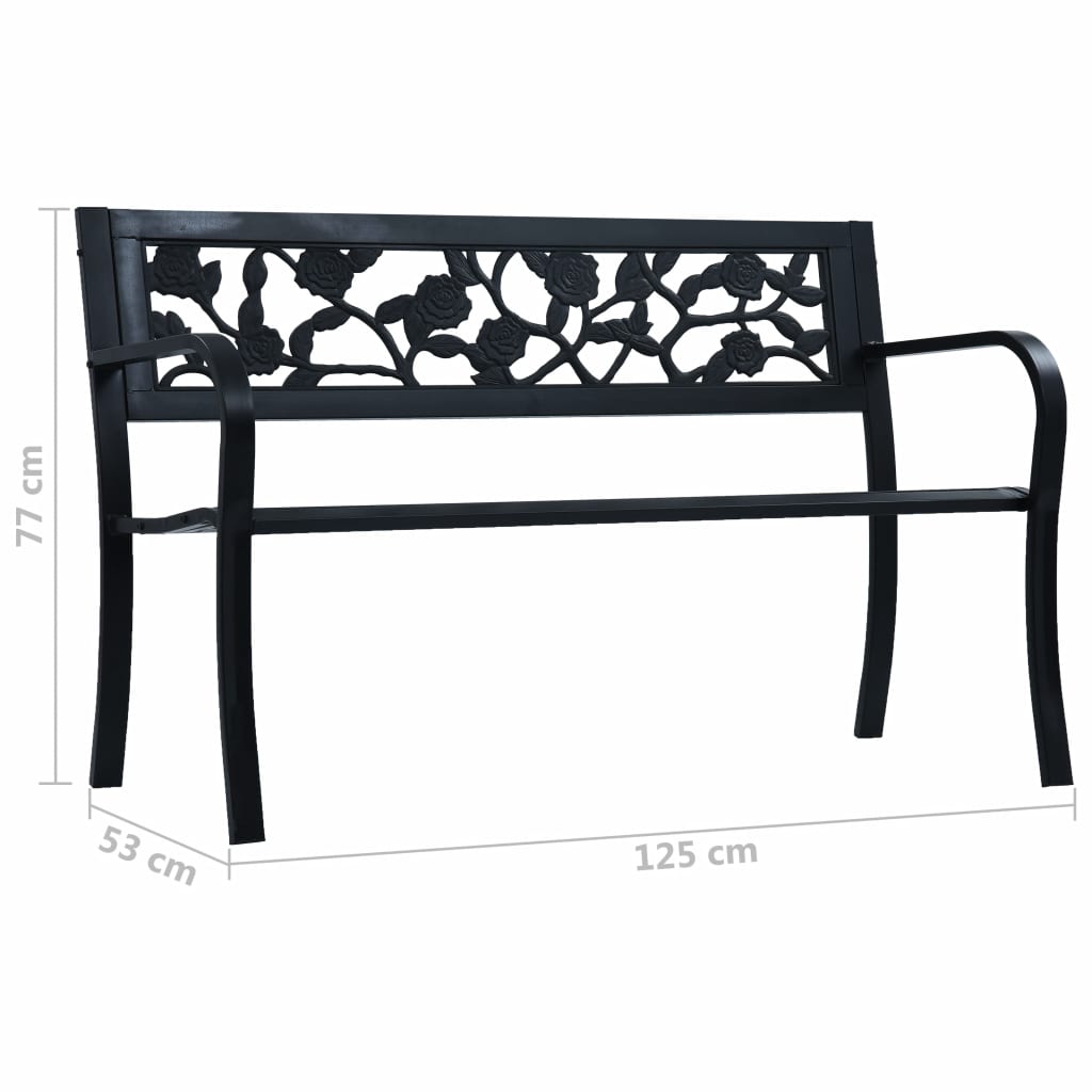 Puutarhapenkki 125 cm musta teräs - Sisustajankoti.fi