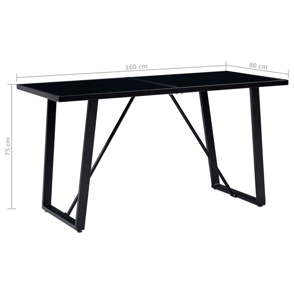 Ruokapöytä musta 160x80x75 cm karkaistu lasi - Sisustajankoti.fi