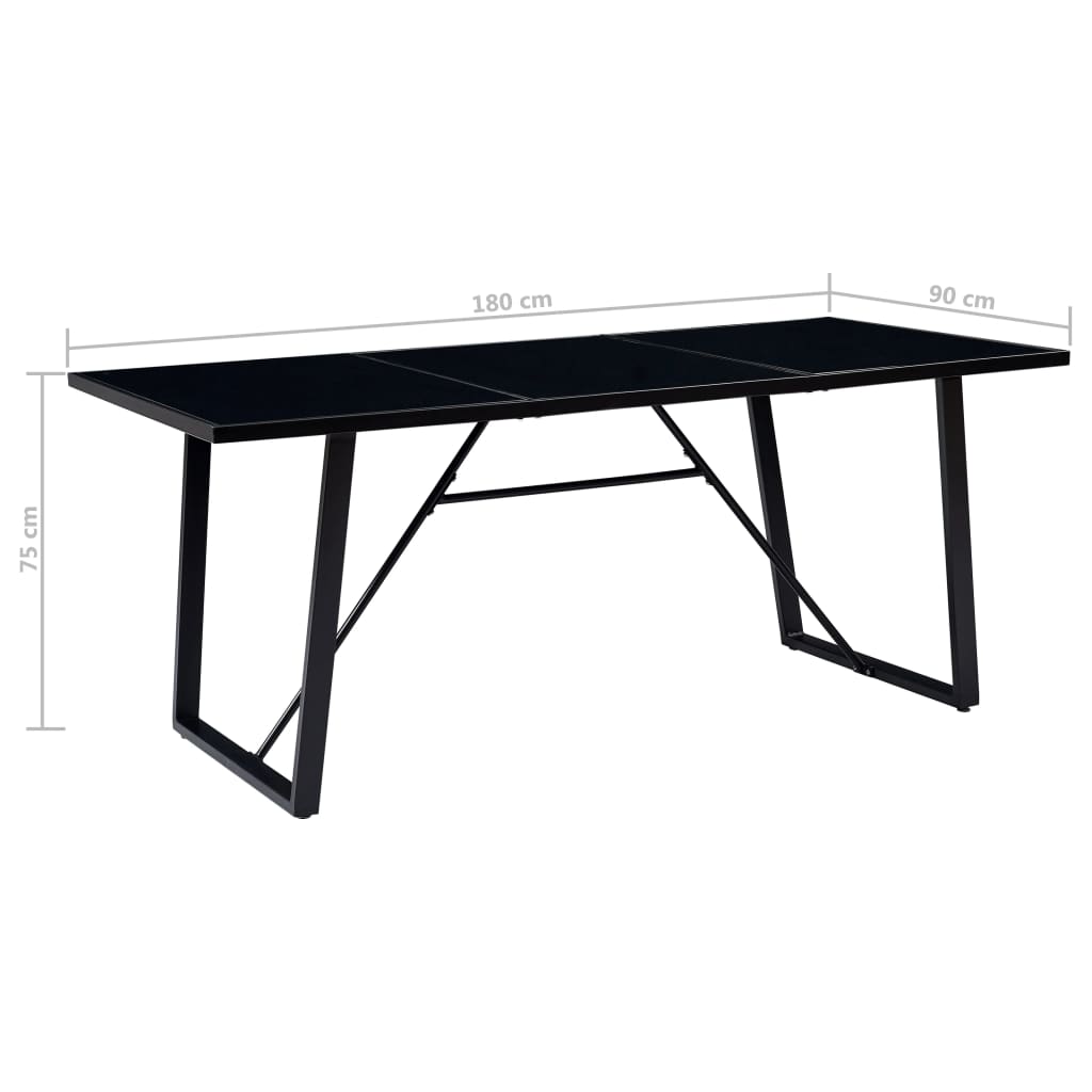 Ruokapöytä musta 180x90x75 cm karkaistu lasi - Sisustajankoti.fi
