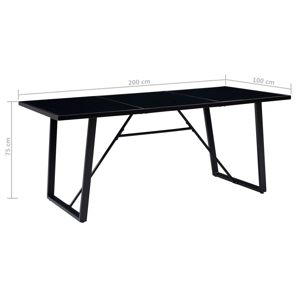 Ruokapöytä musta 200x100x75 cm karkaistu lasi - Sisustajankoti.fi