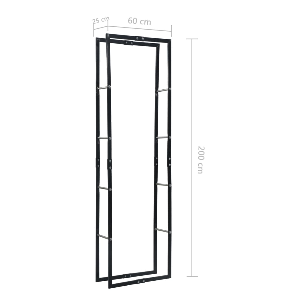 Polttopuuteline musta 60x25x200 cm teräs - Sisustajankoti.fi