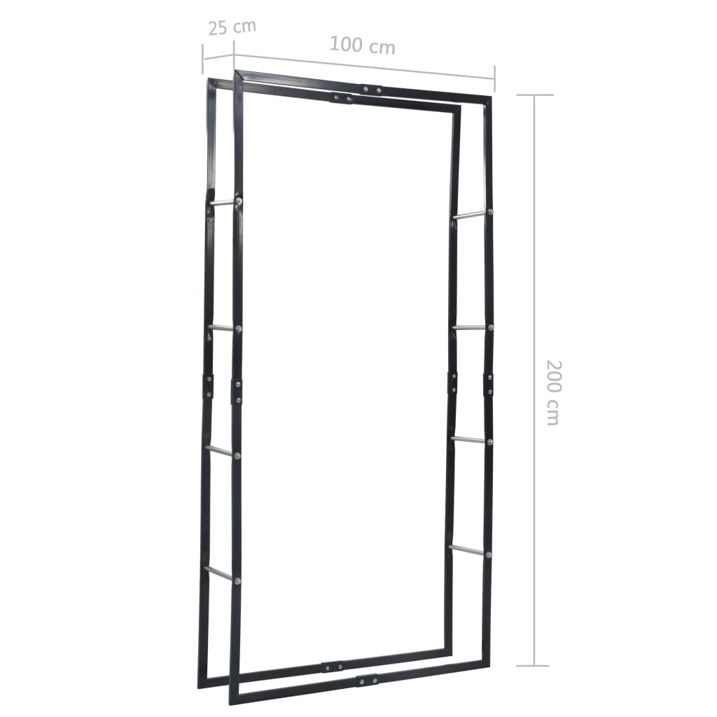 Polttopuuteline musta 100x25x200 cm teräs - Sisustajankoti.fi