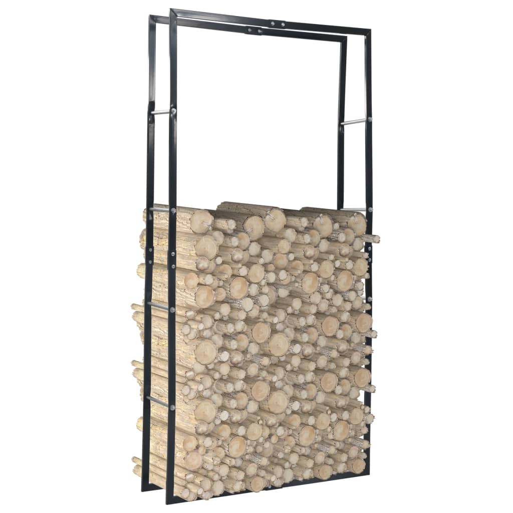 Polttopuuteline musta 100x25x200 cm teräs - Sisustajankoti.fi
