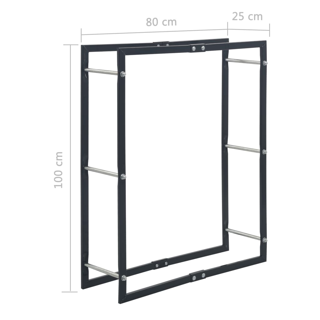 Polttopuuteline musta 80x25x100 cm teräs - Sisustajankoti.fi