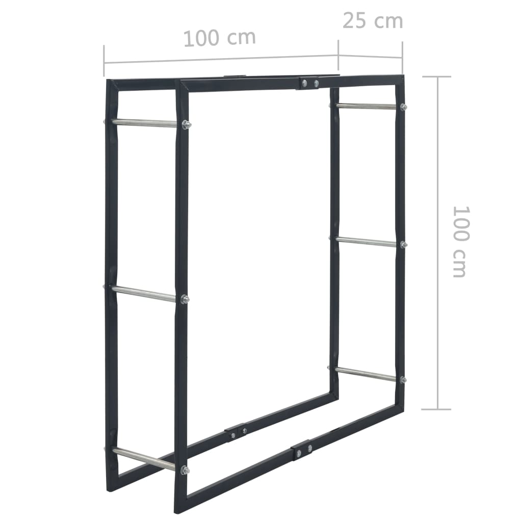 Polttopuuteline musta 100x25x100 cm teräs - Sisustajankoti.fi