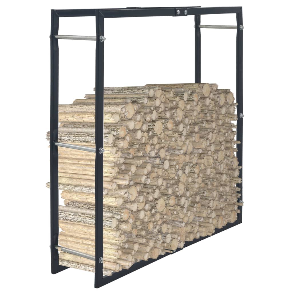 Polttopuuteline musta 100x25x100 cm teräs - Sisustajankoti.fi