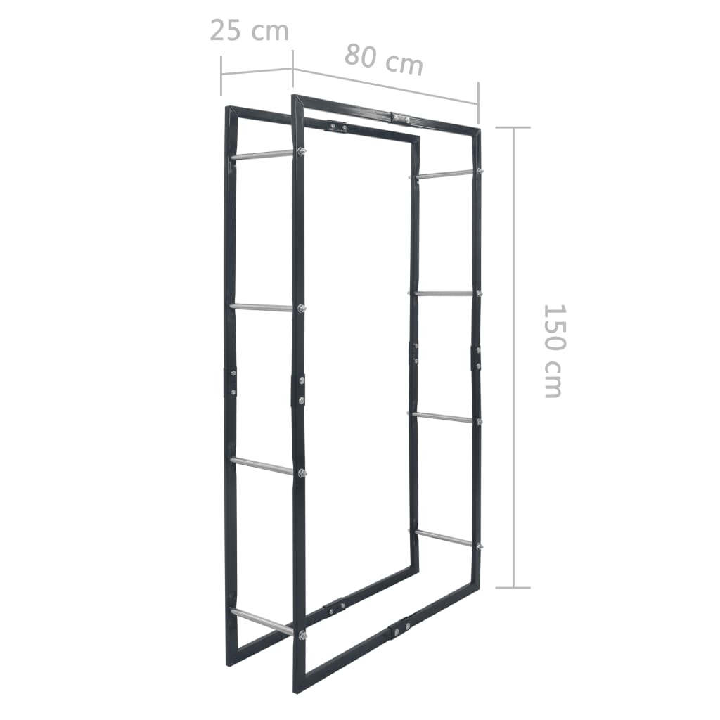 Polttopuuteline musta 80x25x150 cm teräs - Sisustajankoti.fi