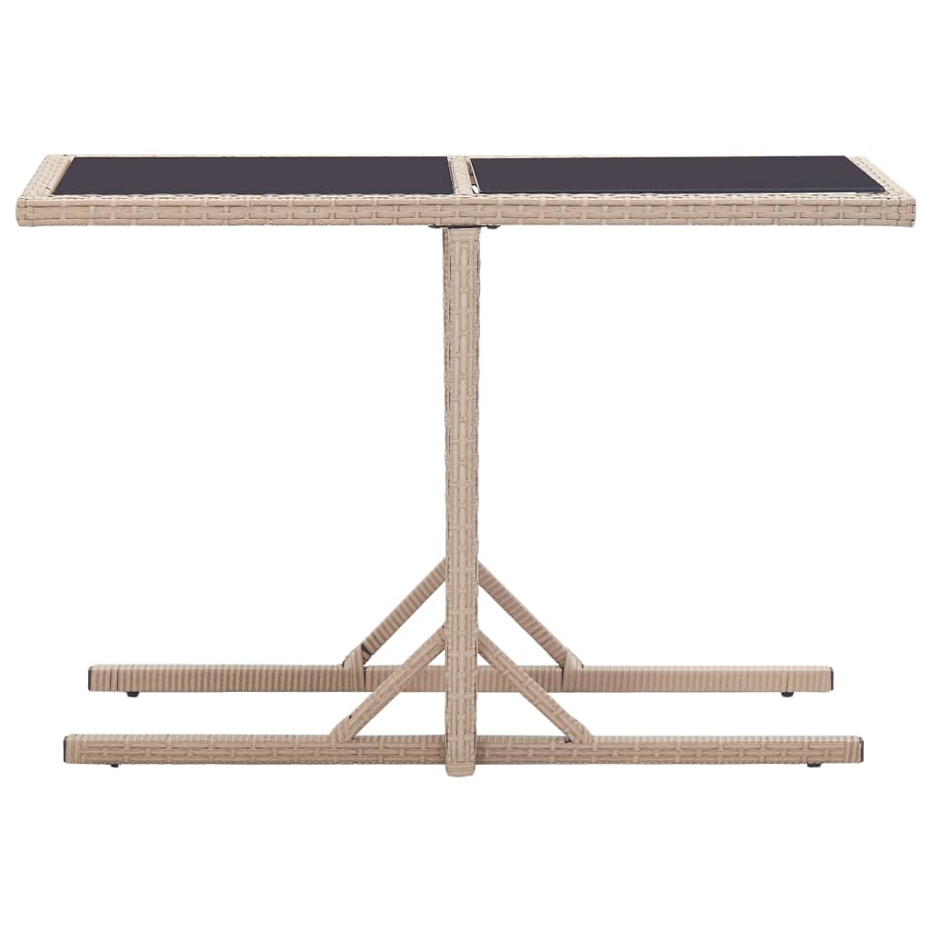 Puutarhapöytä beige 110x53x72 cm lasi ja polyrottinki - Sisustajankoti.fi