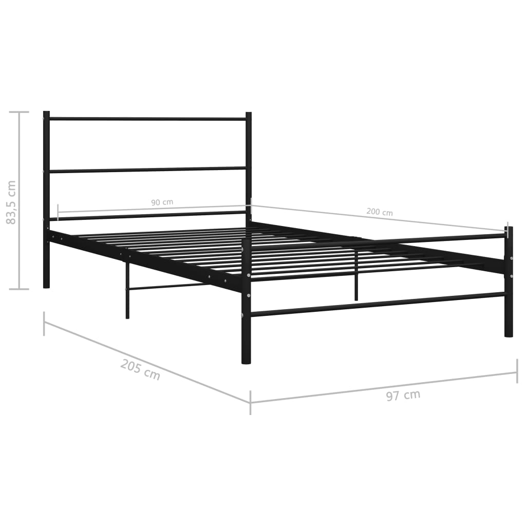 Sängynrunko musta metalli 90x200 cm - Sisustajankoti.fi