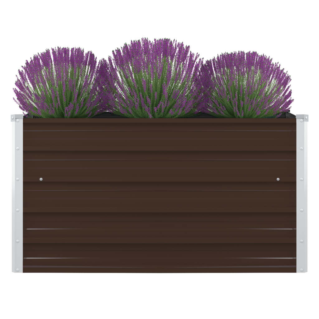 Korotettu puutarhalaatikko 100x100x45cm galvanoitu teräs ruskea - Sisustajankoti.fi