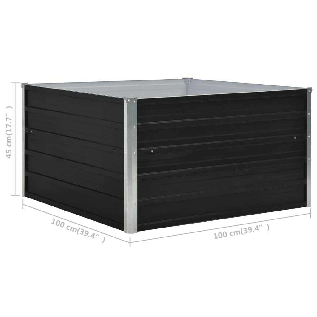 Korotettu puutarhalaatikko 100x100x45 cm galvanoitu teräs - Sisustajankoti.fi