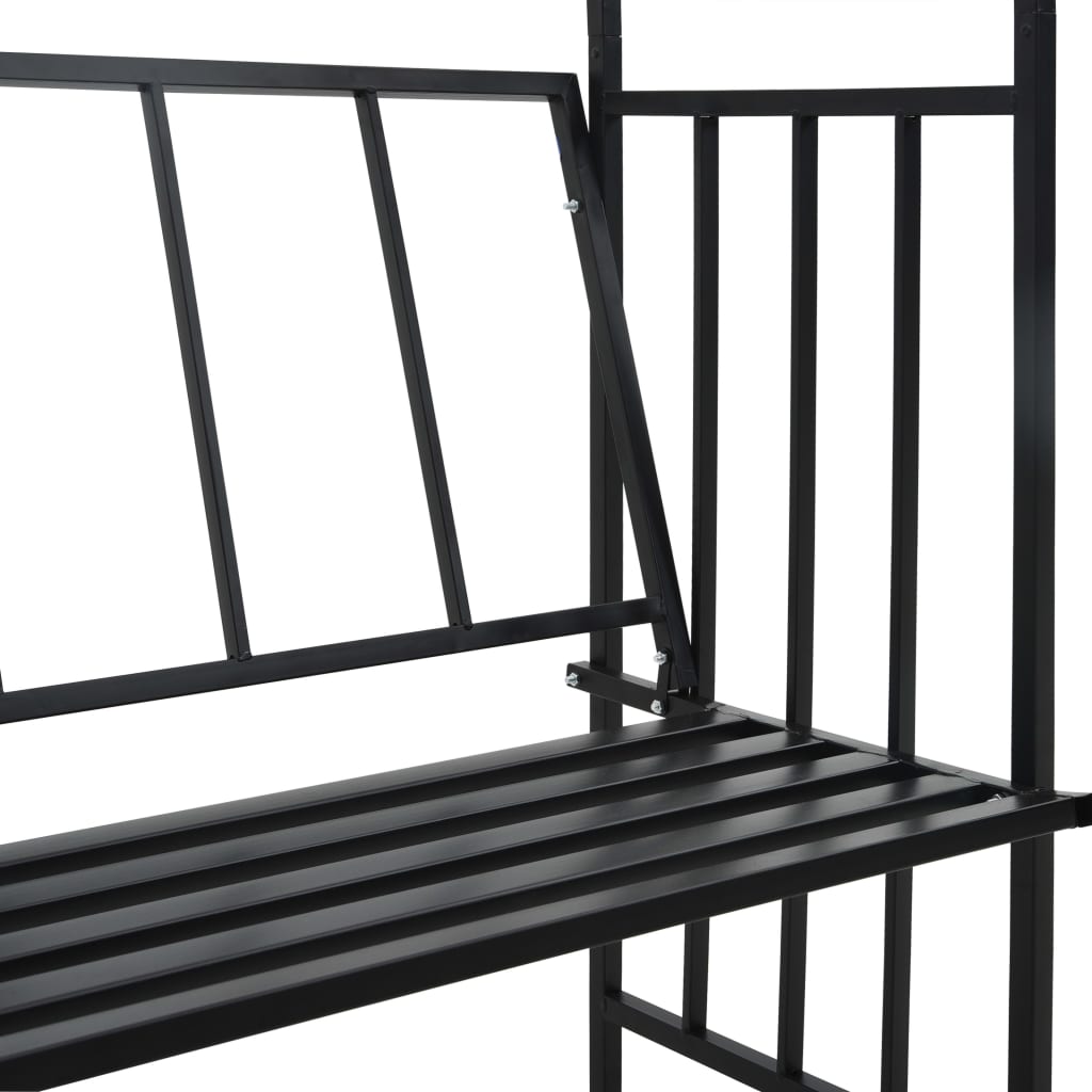 Puutarhakaari penkillä musta 128x50x207 cm rauta - Sisustajankoti.fi