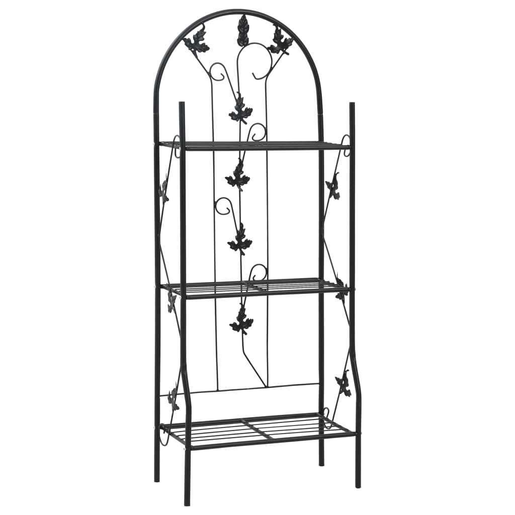 3-kerroksinen kukkateline musta 52x28x128 cm rauta - Sisustajankoti.fi