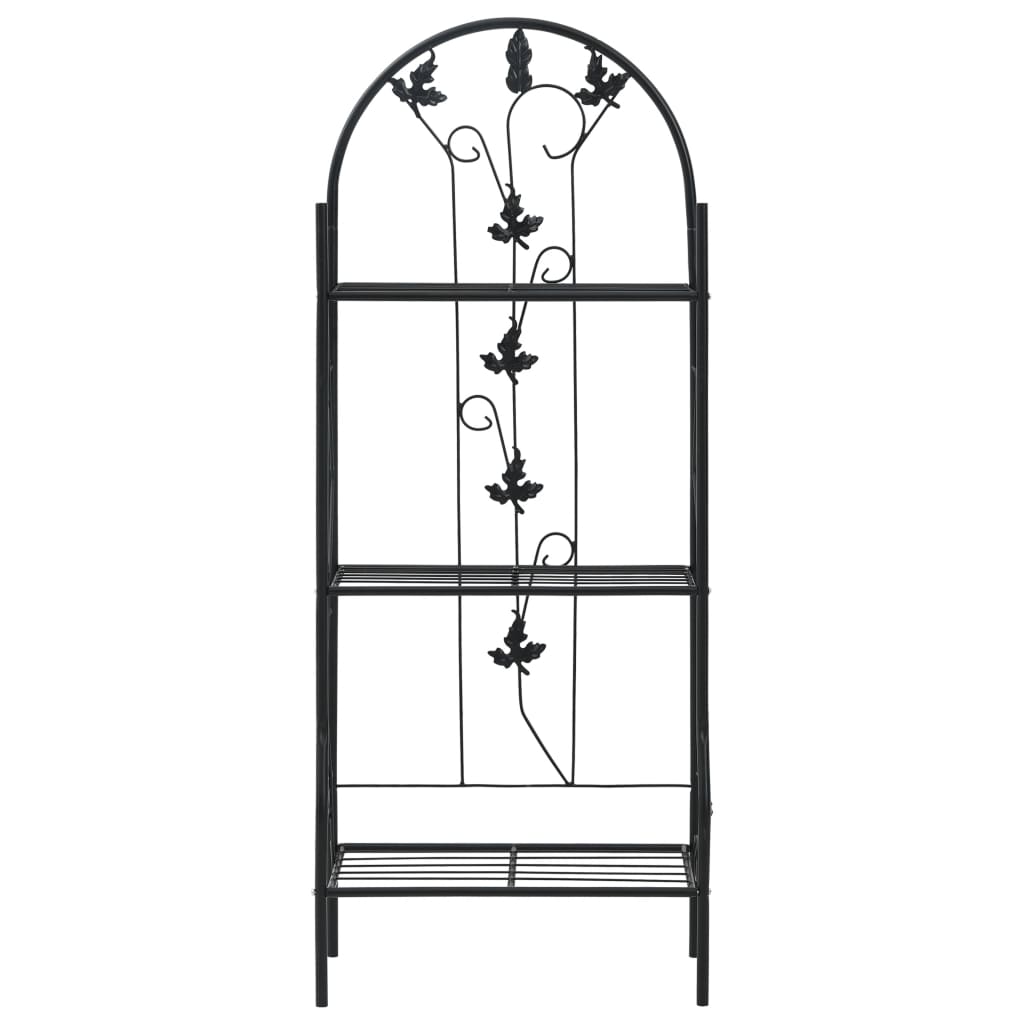3-kerroksinen kukkateline musta 52x28x128 cm rauta - Sisustajankoti.fi