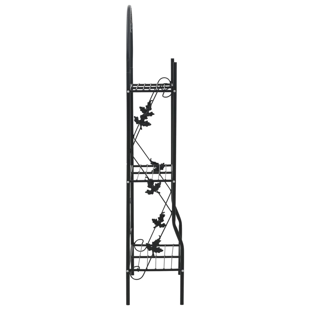 3-kerroksinen kukkateline musta 52x28x128 cm rauta - Sisustajankoti.fi