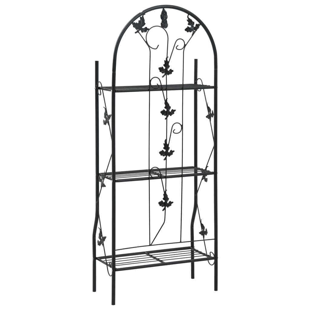 3-kerroksinen kukkateline musta 52x28x128 cm rauta - Sisustajankoti.fi