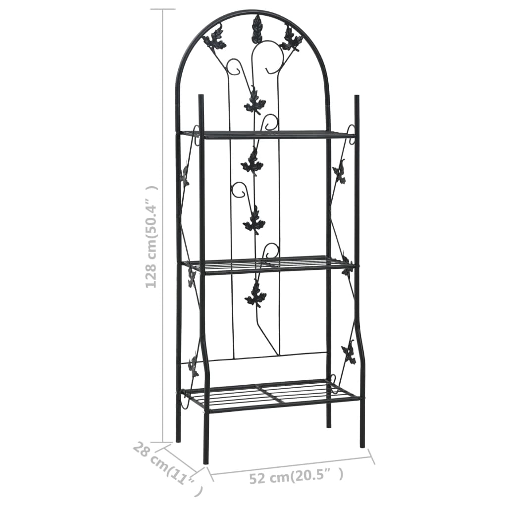 3-kerroksinen kukkateline musta 52x28x128 cm rauta - Sisustajankoti.fi