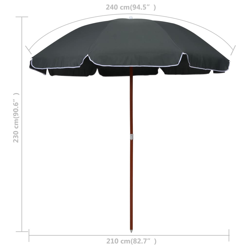 Aurinkovarjo terästanko 240 cm antrasiitti - Sisustajankoti.fi