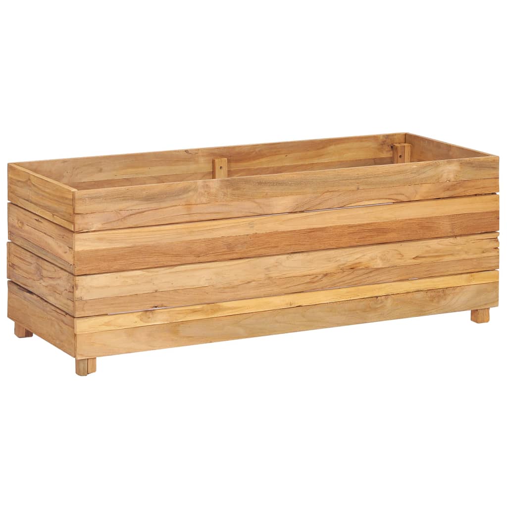 Korotettu kukkalaatikko 100x40x38cm kierrätetty tiikki ja teräs - Sisustajankoti.fi