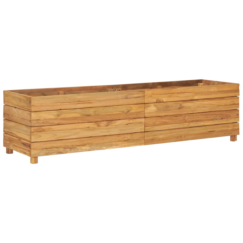 Korotettu kukkalaatikko 150x40x38cm kierrätetty tiikki ja teräs - Sisustajankoti.fi