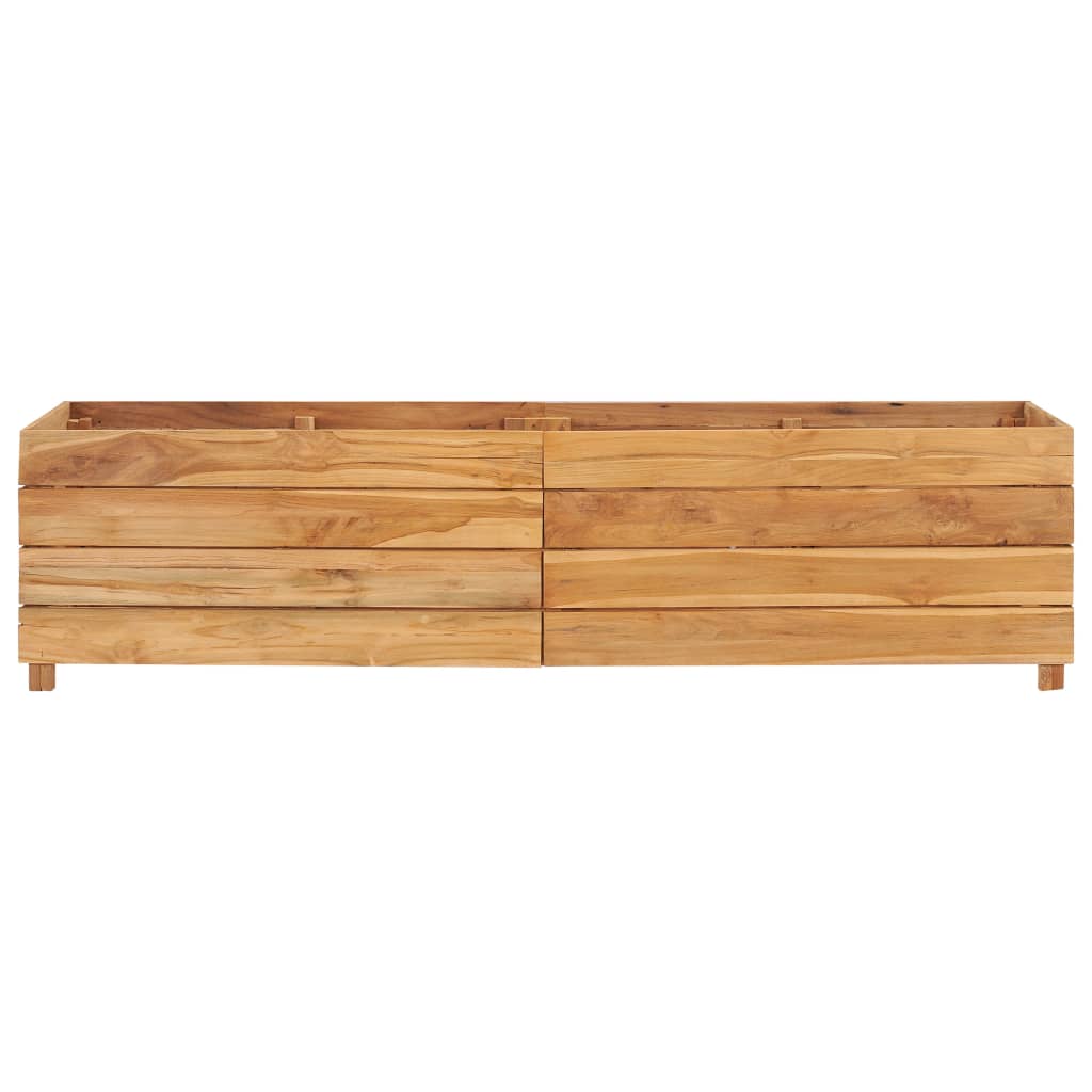 Korotettu kukkalaatikko 150x40x38cm kierrätetty tiikki ja teräs - Sisustajankoti.fi