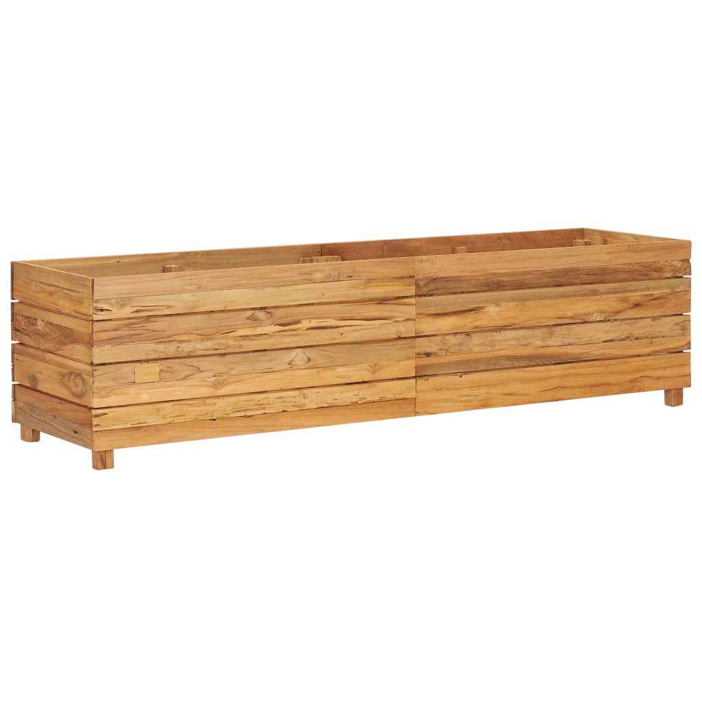 Korotettu kukkalaatikko 150x40x38cm kierrätetty tiikki ja teräs - Sisustajankoti.fi